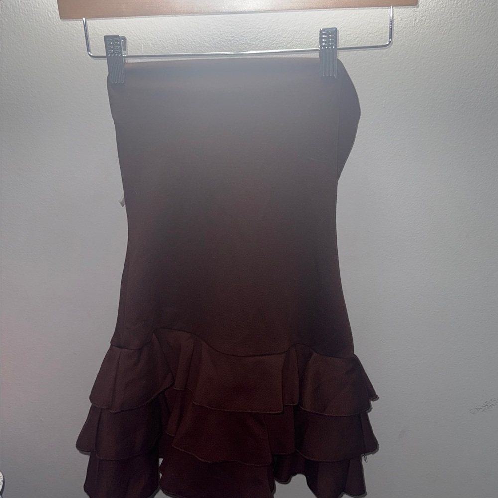 Windsor Chocolate Brown Ruffle Mini Dress